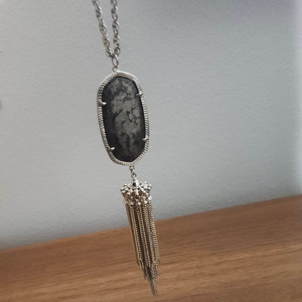 Kendra Scott Pyrite Rayne Tassel Gold Pendant Necklace